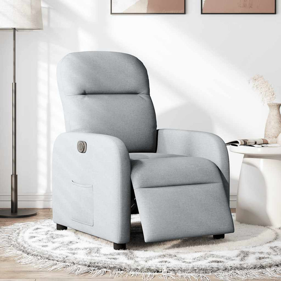 Fauteuil elektrisch verstelbaar stof lichtgrijs