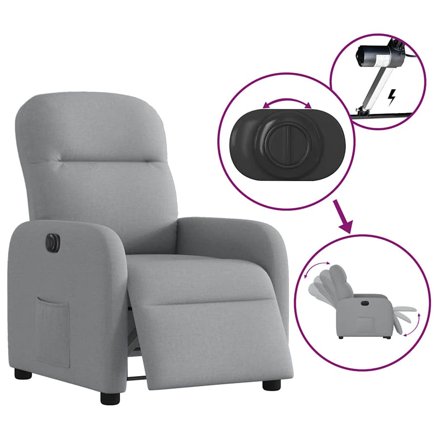 Fauteuil elektrisch verstelbaar stof lichtgrijs