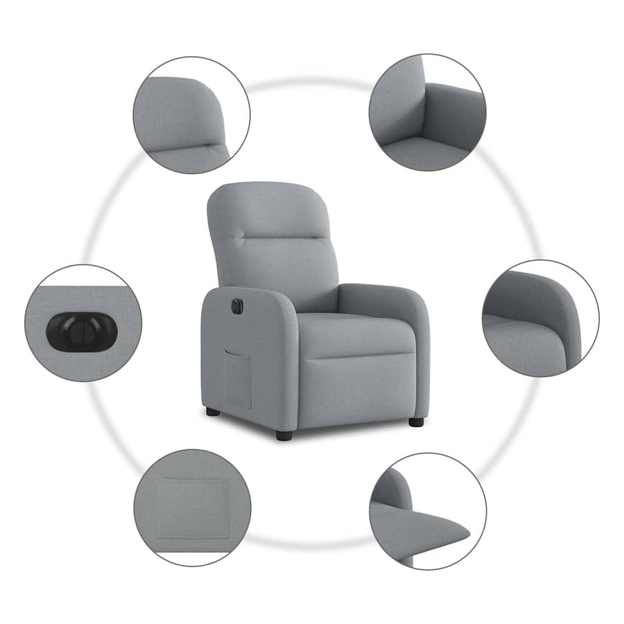 Fauteuil elektrisch verstelbaar stof lichtgrijs