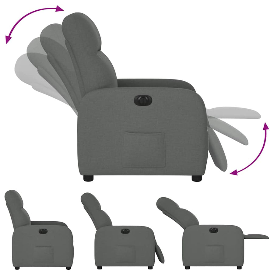 Fauteuil elektrisch verstelbaar stof donkergrijs