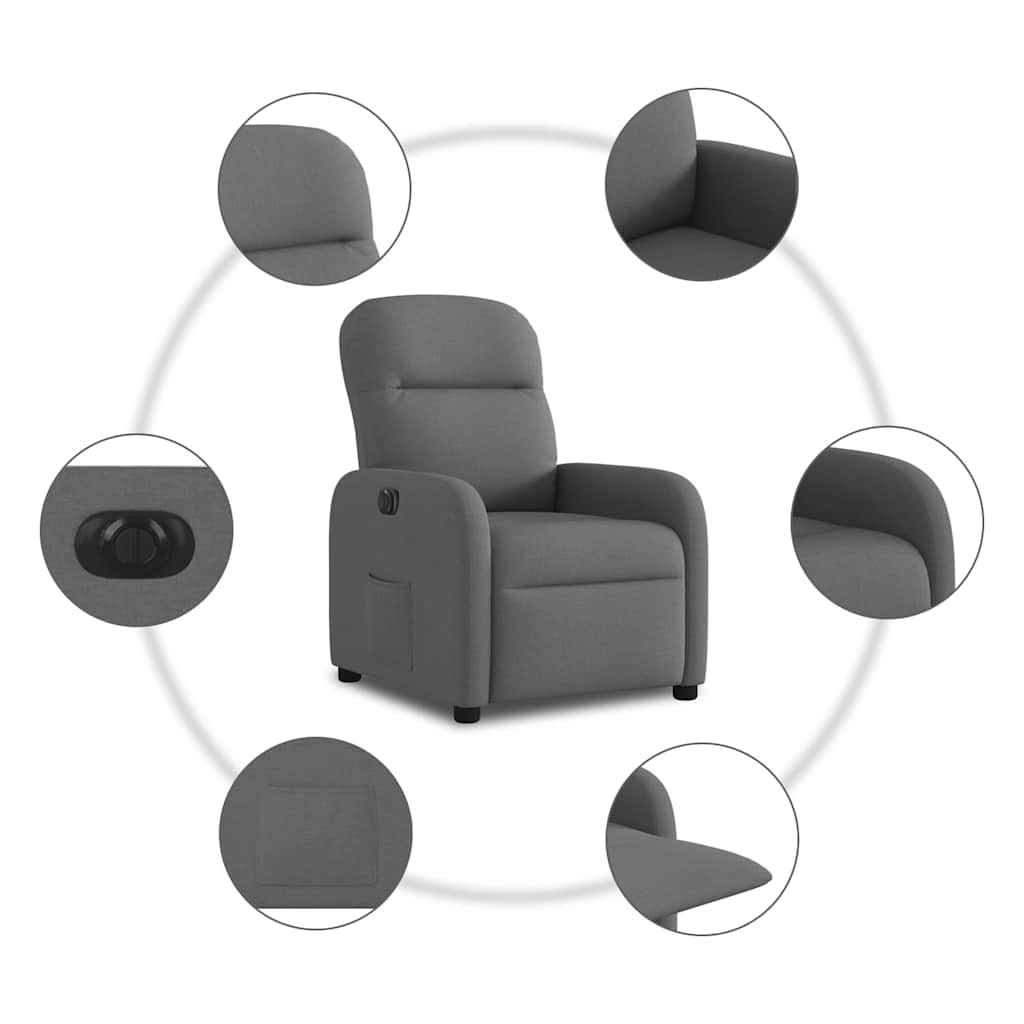 Fauteuil elektrisch verstelbaar stof donkergrijs