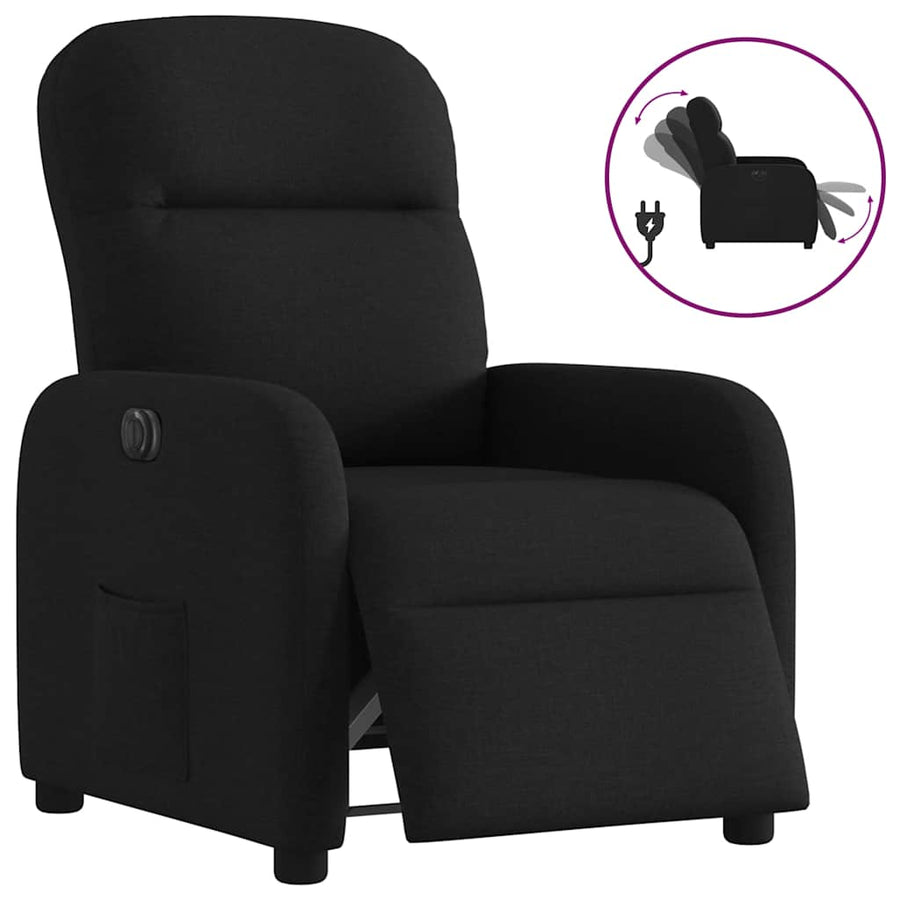 Fauteuil verstelbaar elektrisch stof zwart
