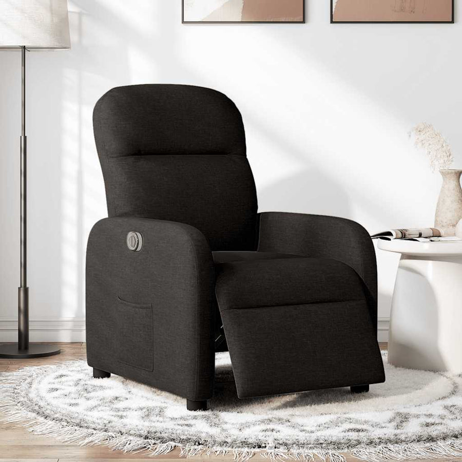Fauteuil verstelbaar elektrisch stof zwart