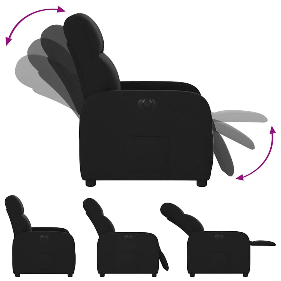 Fauteuil verstelbaar elektrisch stof zwart