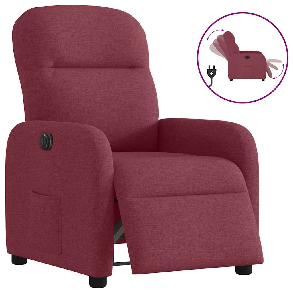 Fauteuil verstelbaar elektrisch stof wijnrood