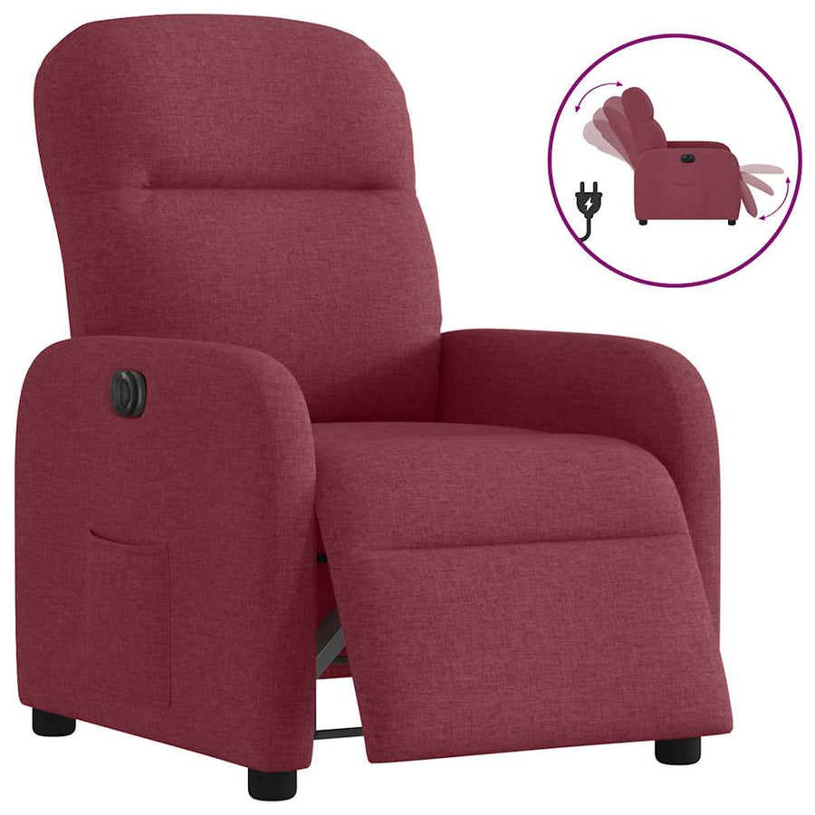 Fauteuil verstelbaar elektrisch stof wijnrood