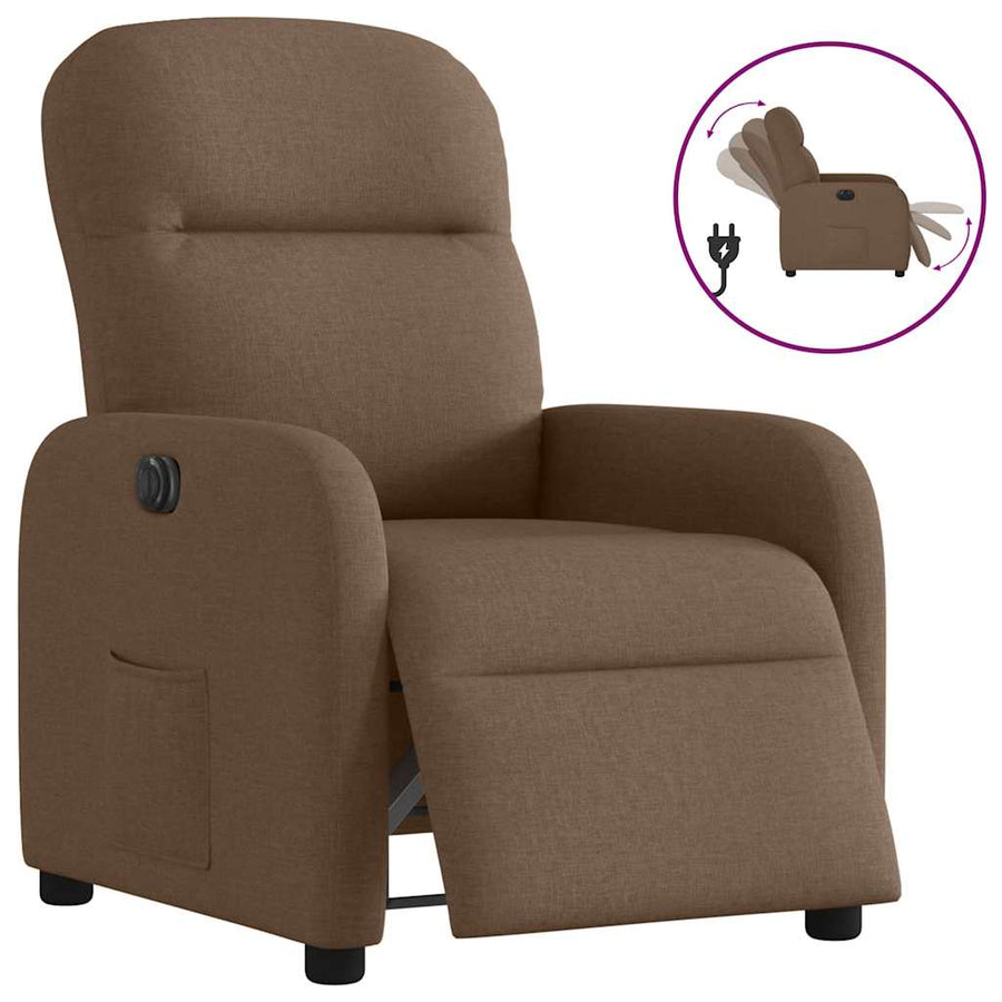 Fauteuil verstelbaar elektrisch stof bruin