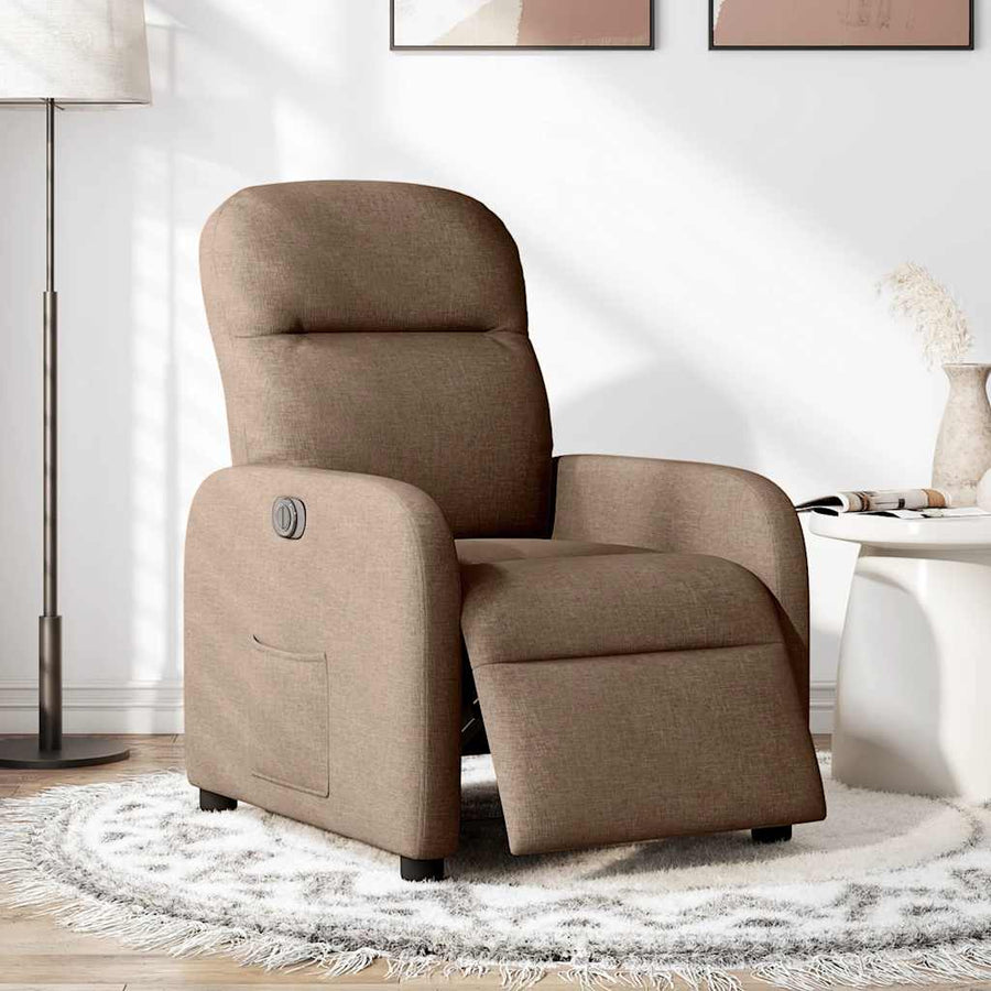 Fauteuil verstelbaar elektrisch stof bruin