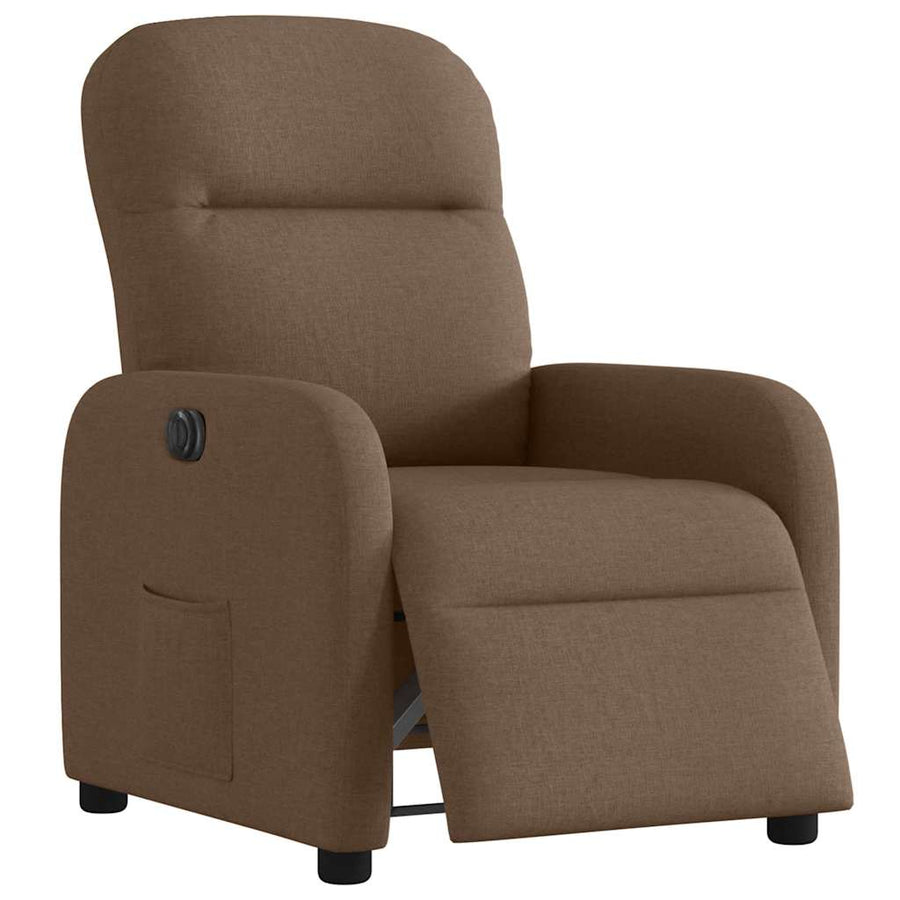 Fauteuil verstelbaar elektrisch stof bruin