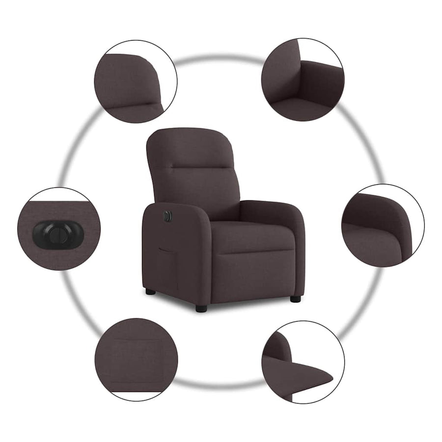 Fauteuil verstelbaar elektrisch stof donkerbruin