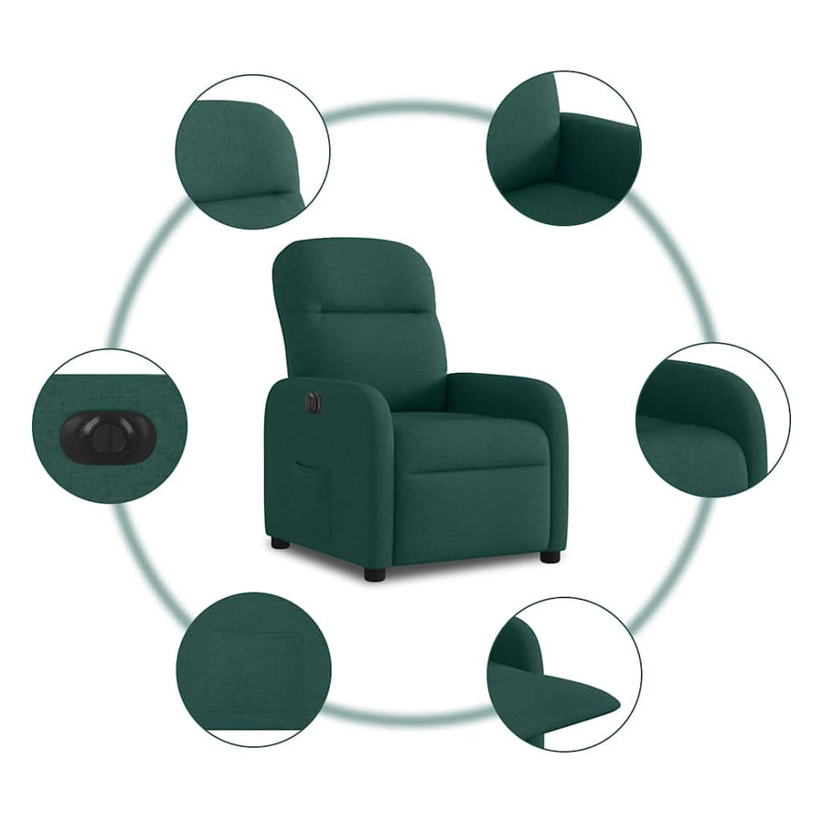 Fauteuil verstelbaar elektrisch stof donkergroen