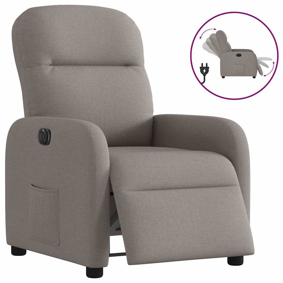 Fauteuil verstelbaar elektrisch stof taupe