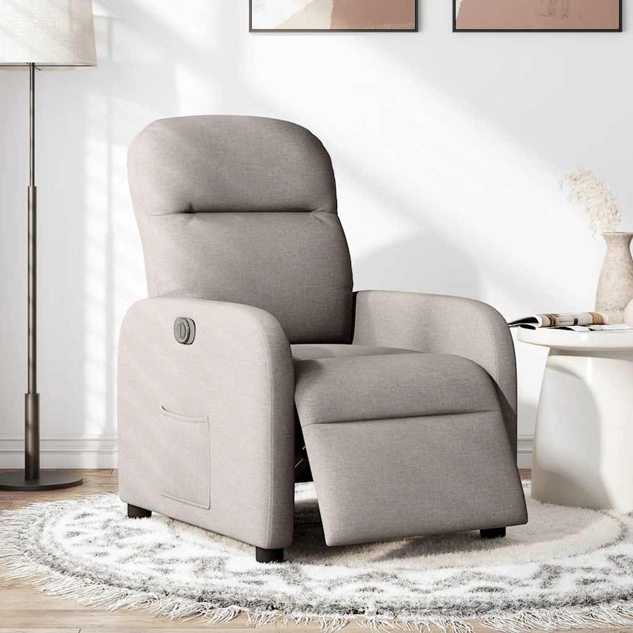 Fauteuil verstelbaar elektrisch stof taupe