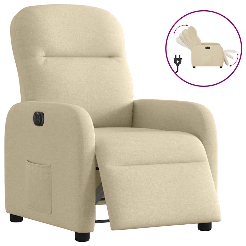 Fauteuil verstelbaar elektrisch stof crèmekleurig