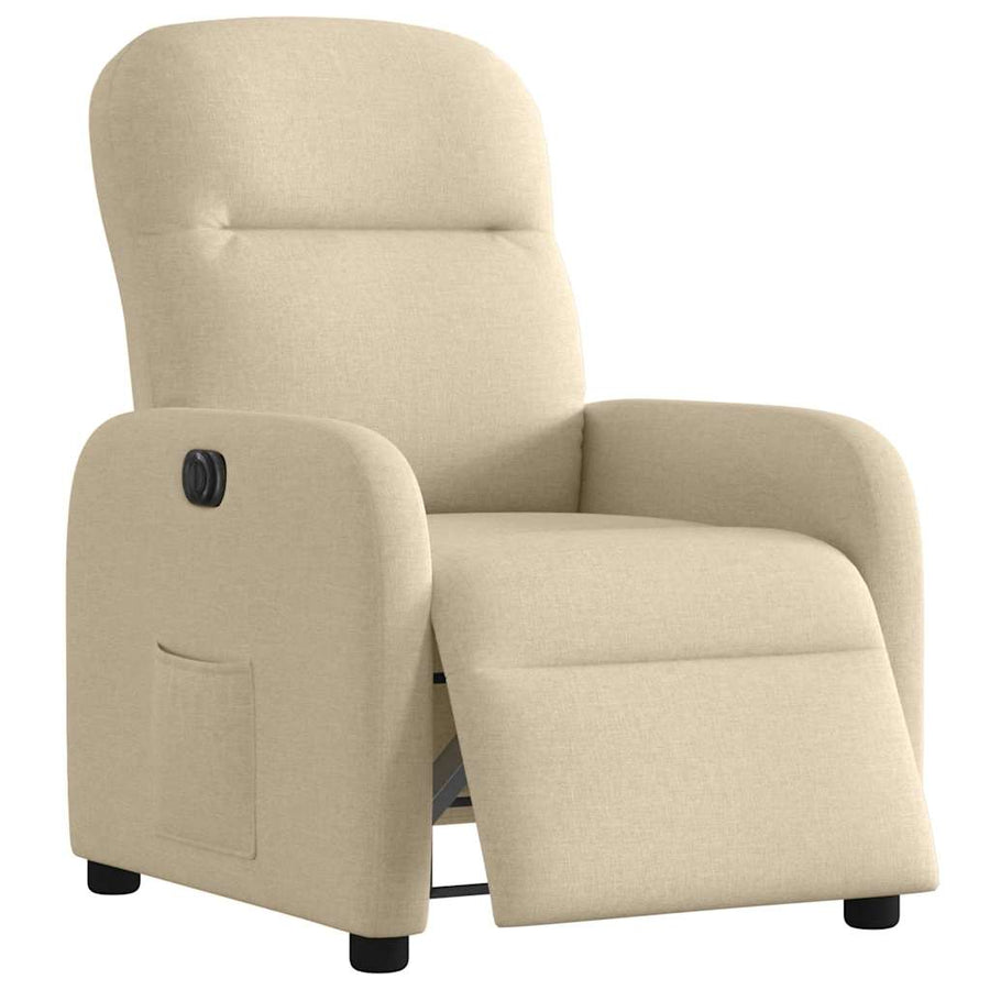 Fauteuil verstelbaar elektrisch stof crèmekleurig