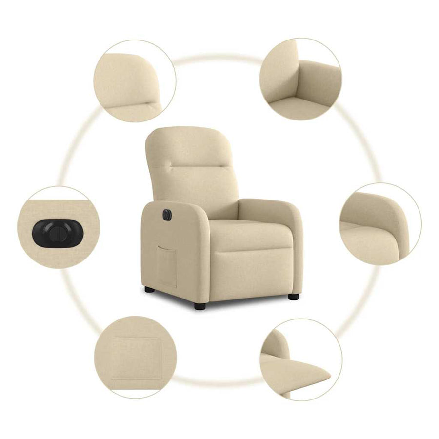Fauteuil verstelbaar elektrisch stof crèmekleurig