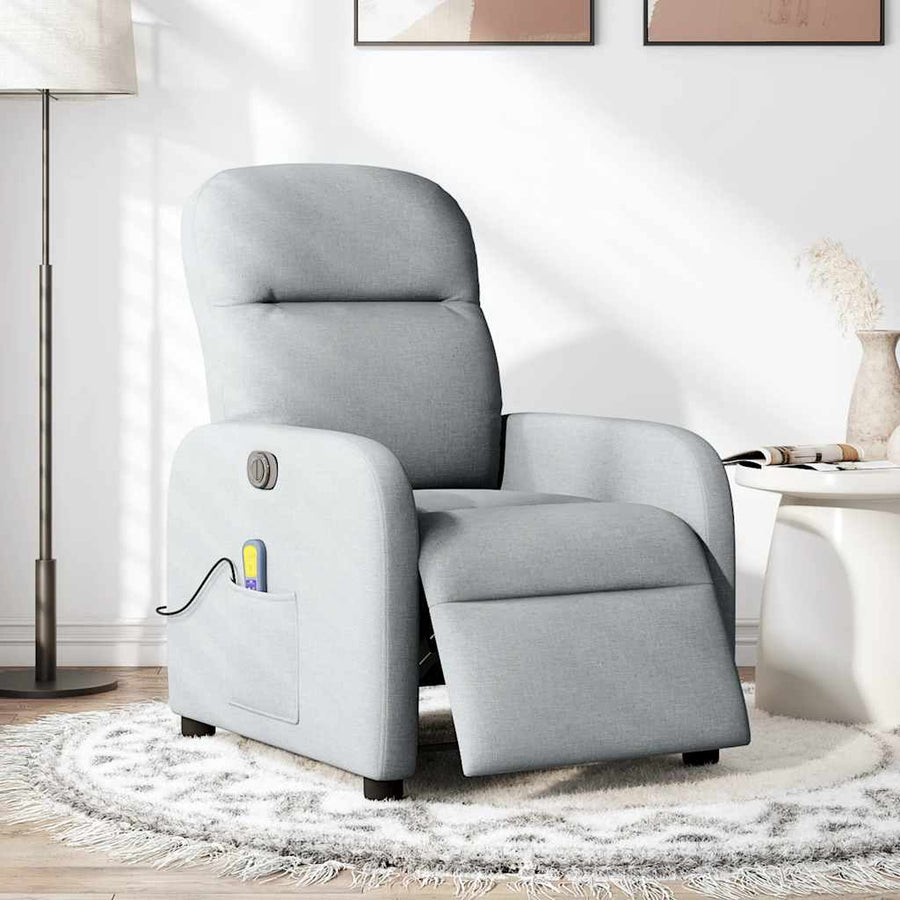 Massagestoel elektrisch verstelbaar stof lichtgrijs