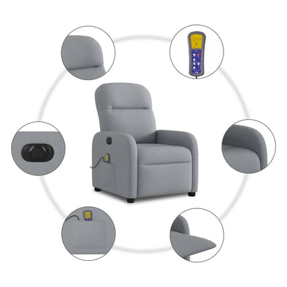 Massagestoel elektrisch verstelbaar stof lichtgrijs