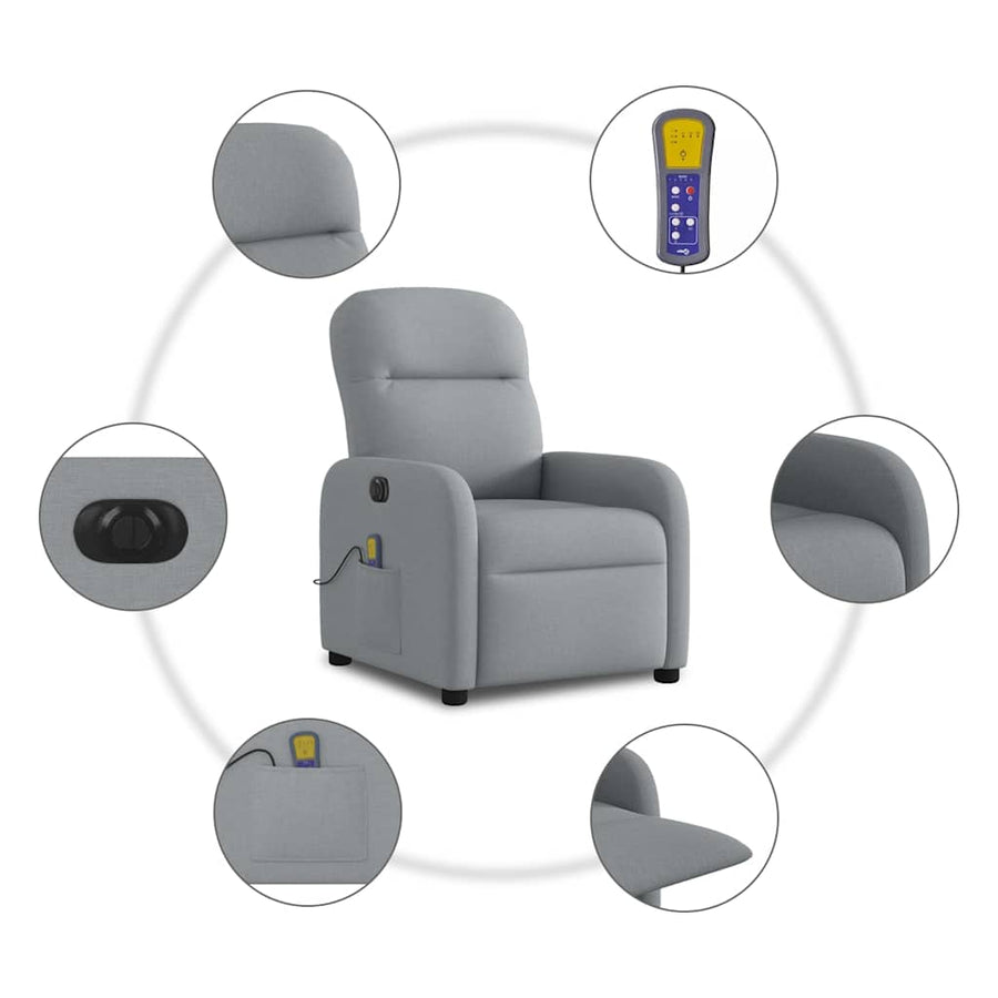 Massagestoel elektrisch verstelbaar stof lichtgrijs