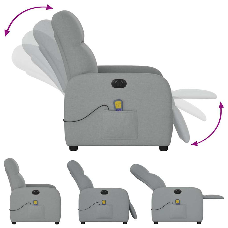 Massagestoel elektrisch verstelbaar stof lichtgrijs