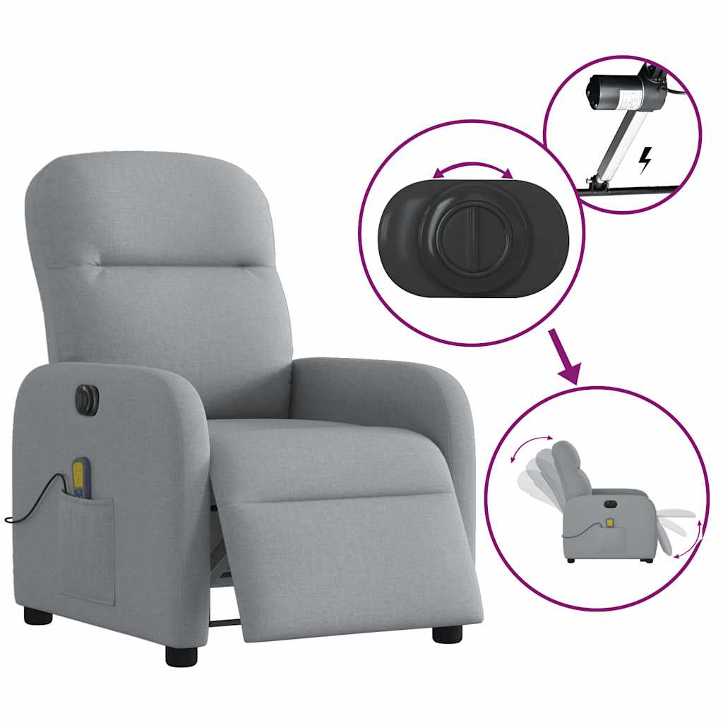Massagestoel elektrisch verstelbaar stof lichtgrijs