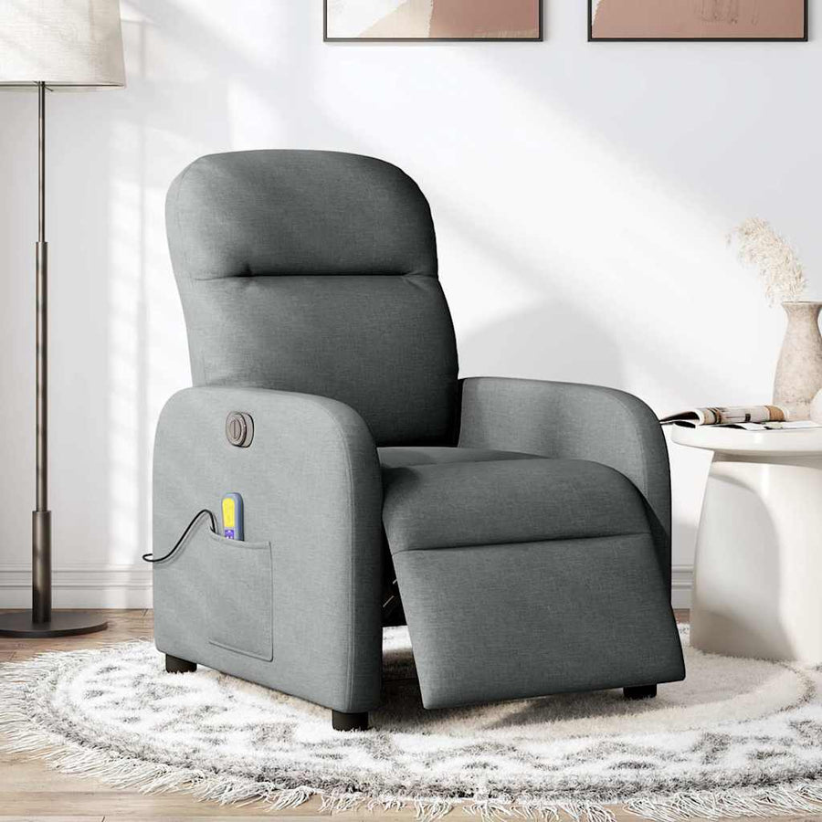 Massagestoel elektrisch verstelbaar stof donkergrijs