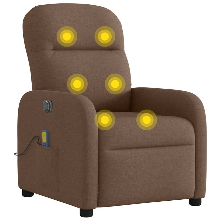 Massagestoel elektrisch verstelbaar stof bruin