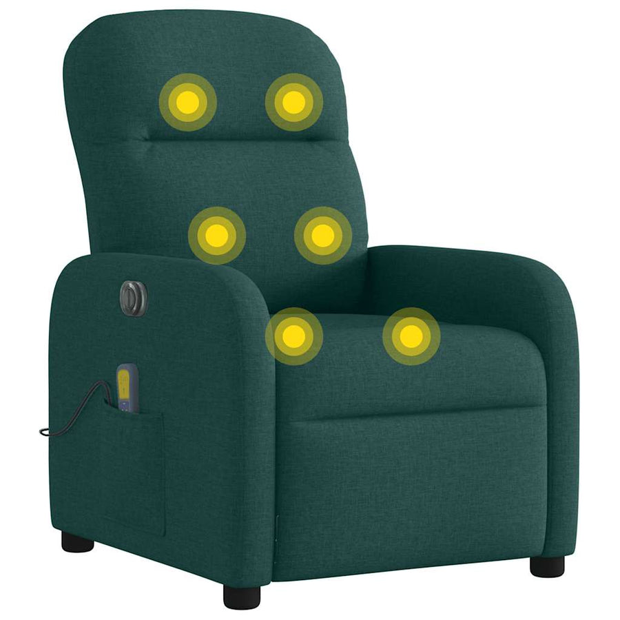 Massagestoel elektrisch verstelbaar stof donkergroen