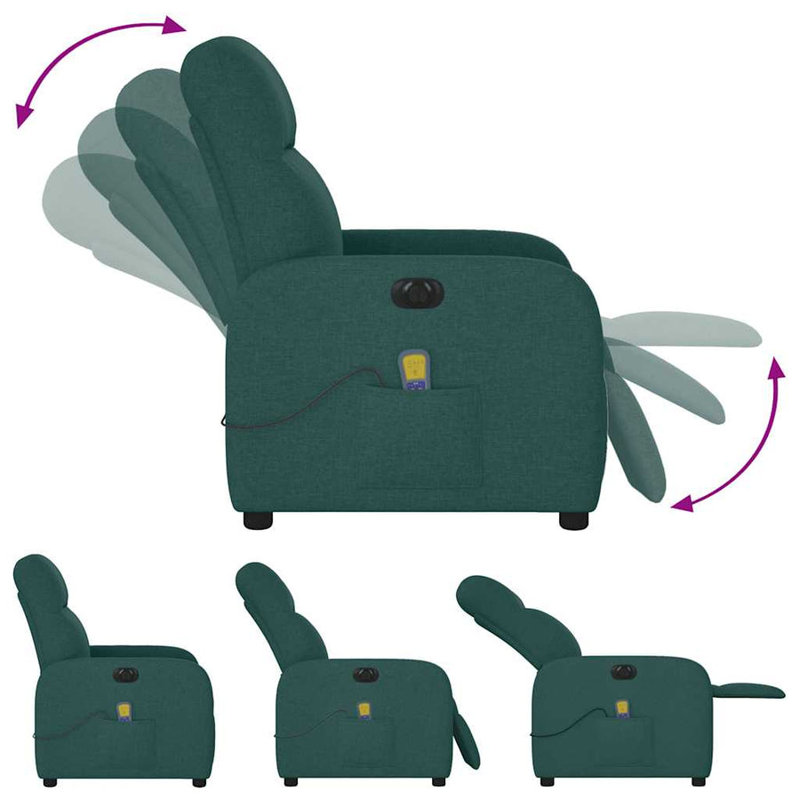 Massagestoel elektrisch verstelbaar stof donkergroen