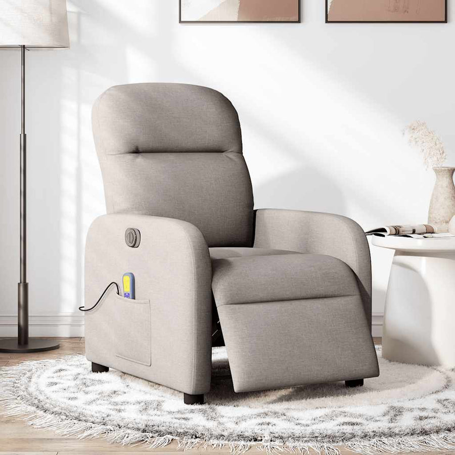Massagestoel elektrisch verstelbaar stof taupe