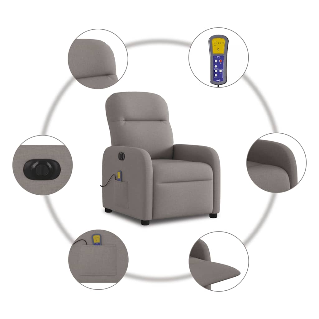 Massagestoel elektrisch verstelbaar stof taupe