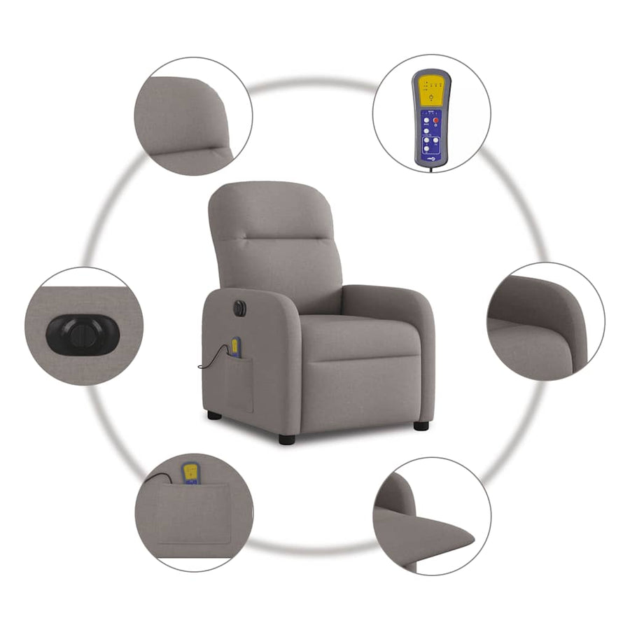 Massagestoel elektrisch verstelbaar stof taupe
