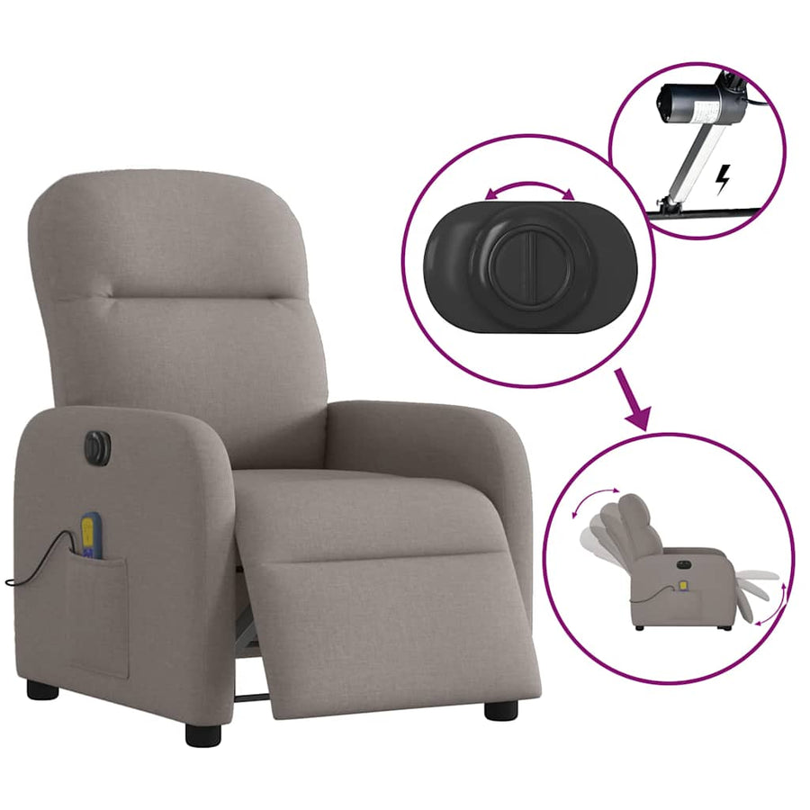 Massagestoel elektrisch verstelbaar stof taupe