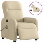 Massagestoel elektrisch verstelbaar stof crèmekleurig 66x88x95 cm