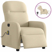 Electric massage chair, adjustable, fabric, cream-colored