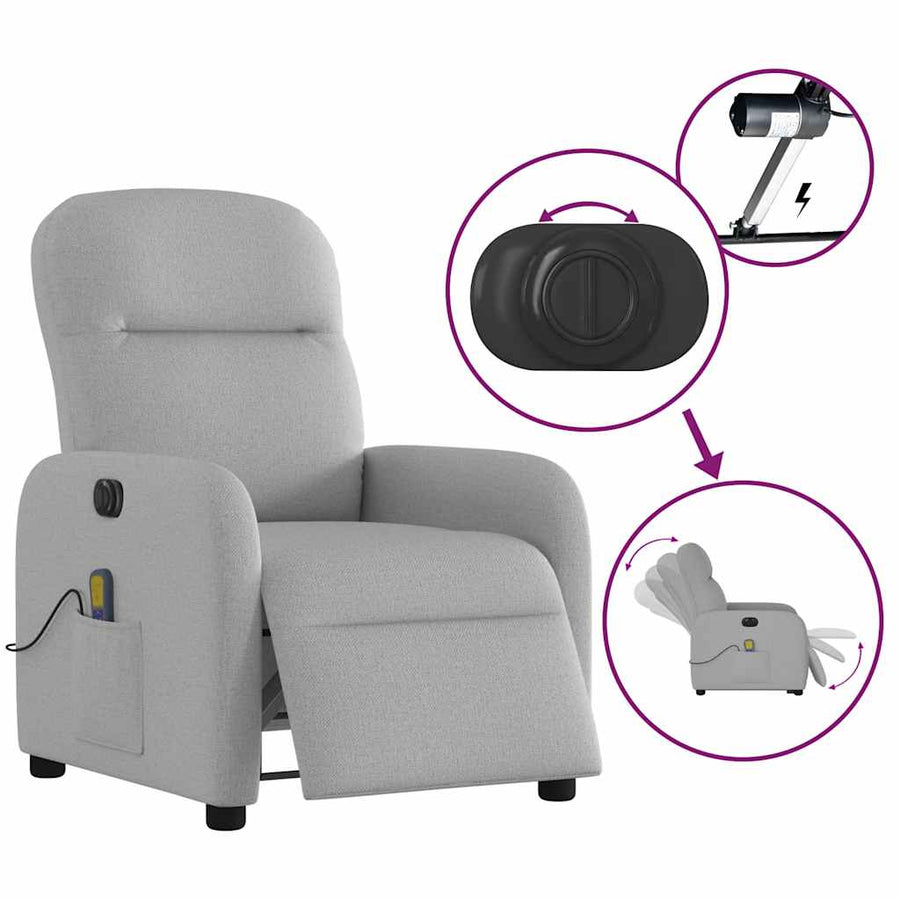 Massagestoel elektrisch verstelbaar stof wolk grijs