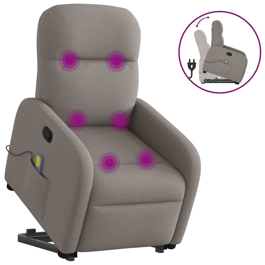 Sta-op-massagestoel verstelbaar stof taupe