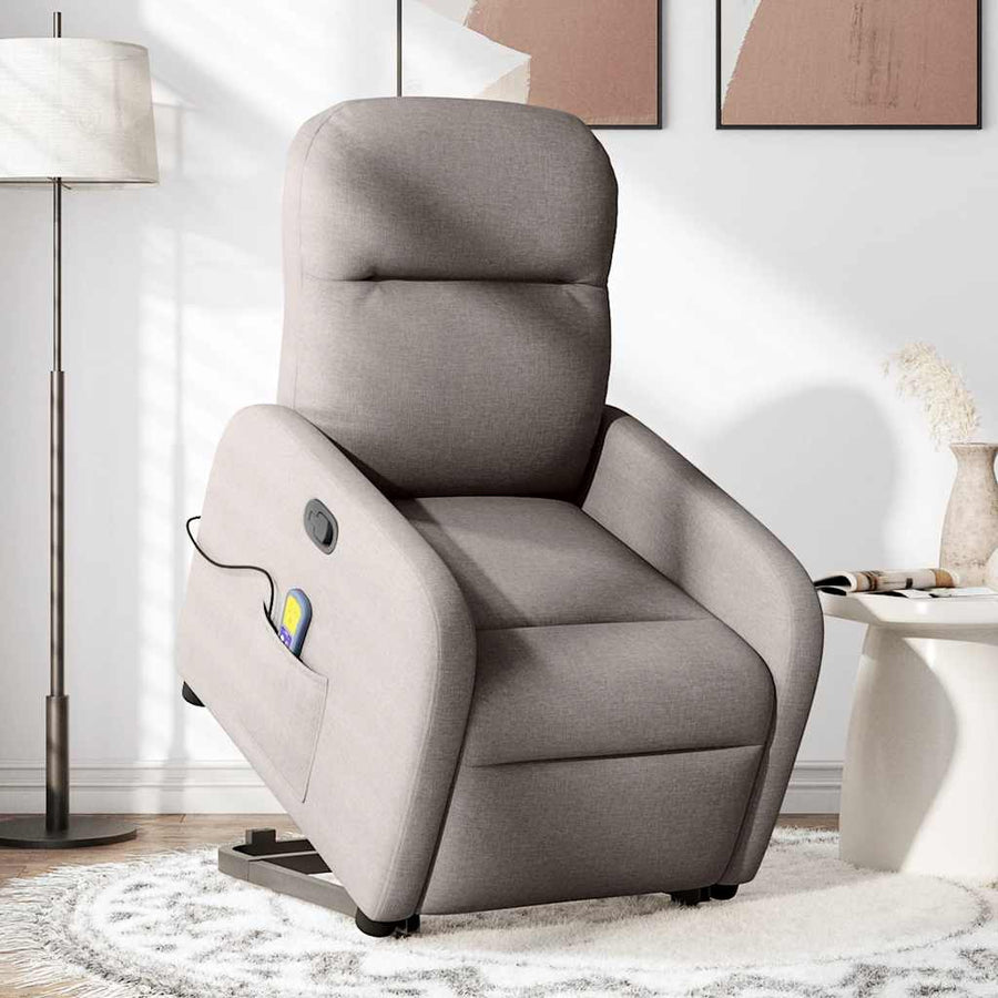Sta-op-massagestoel verstelbaar stof taupe