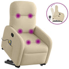 Reclining massage chair adjustable fabric cream