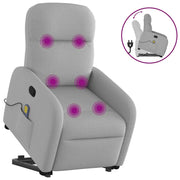 Adjustable Riser Recliner Massage Chair Fabric Cloud Grey