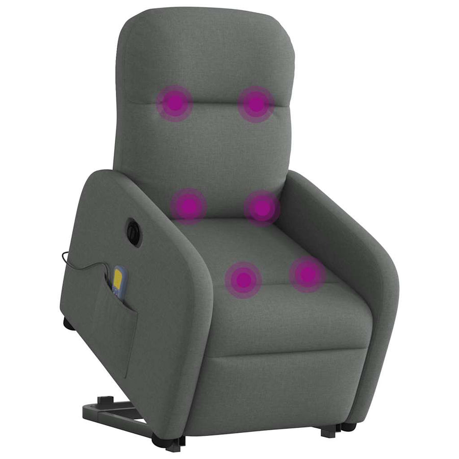 Sta-op-massagestoel elektrisch verstelbaar stof donkergrijs
