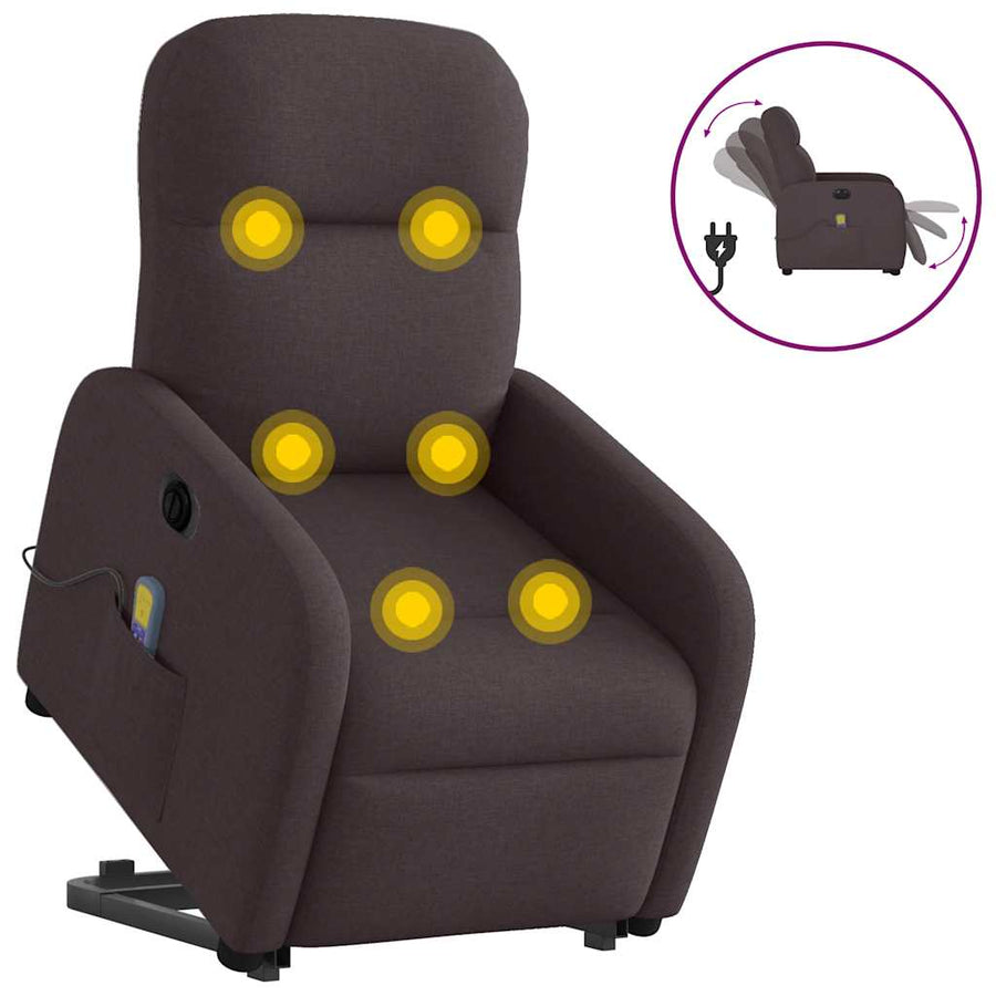 Sta-op-massagestoel elektrisch verstelbaar stof donkerbruin