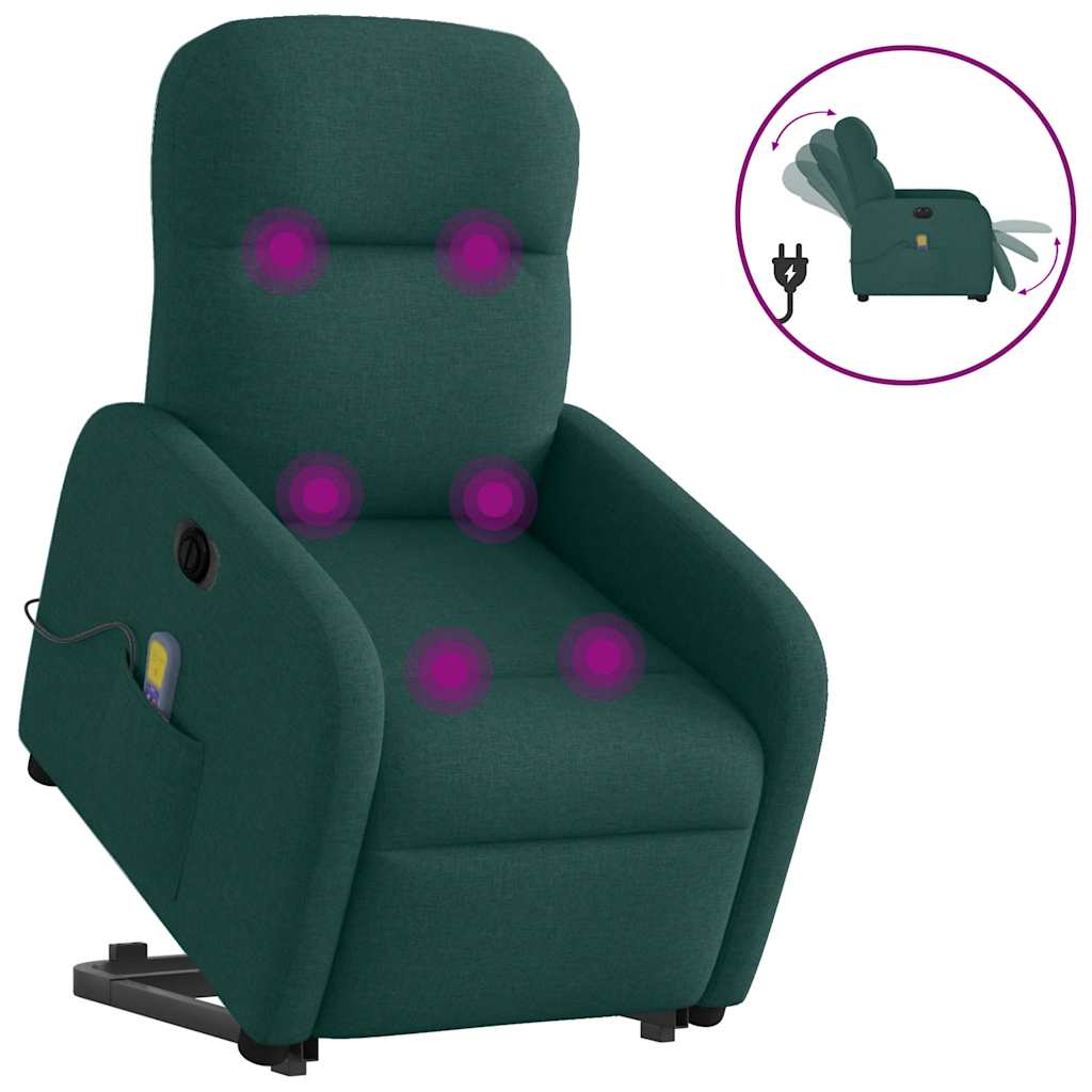 Sta-op-massagestoel elektrisch verstelbaar stof donkergroen