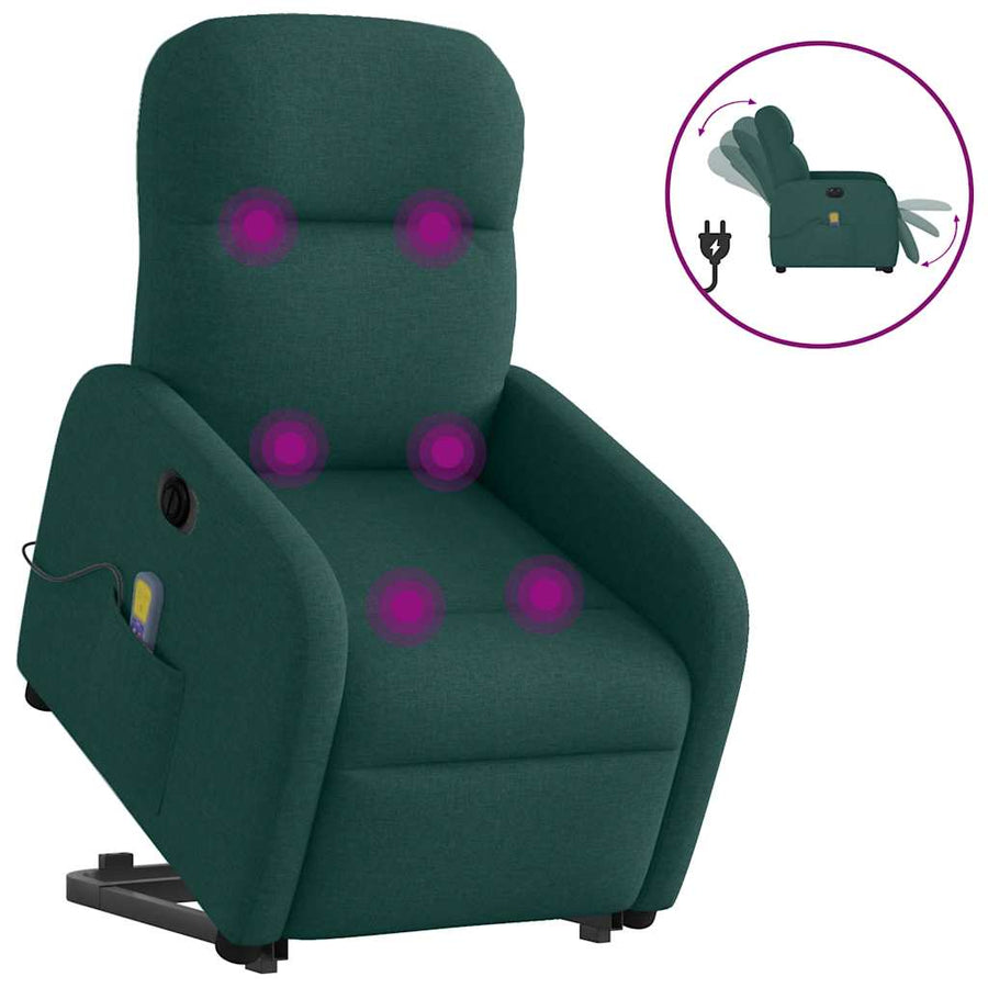Sta-op-massagestoel elektrisch verstelbaar stof donkergroen