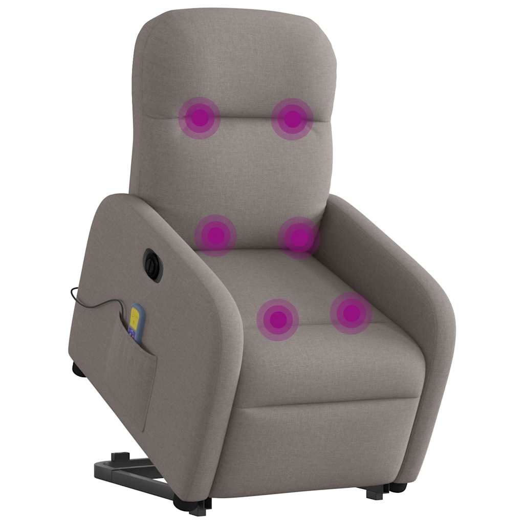 Sta-op-massagestoel elektrisch verstelbaar stof taupe