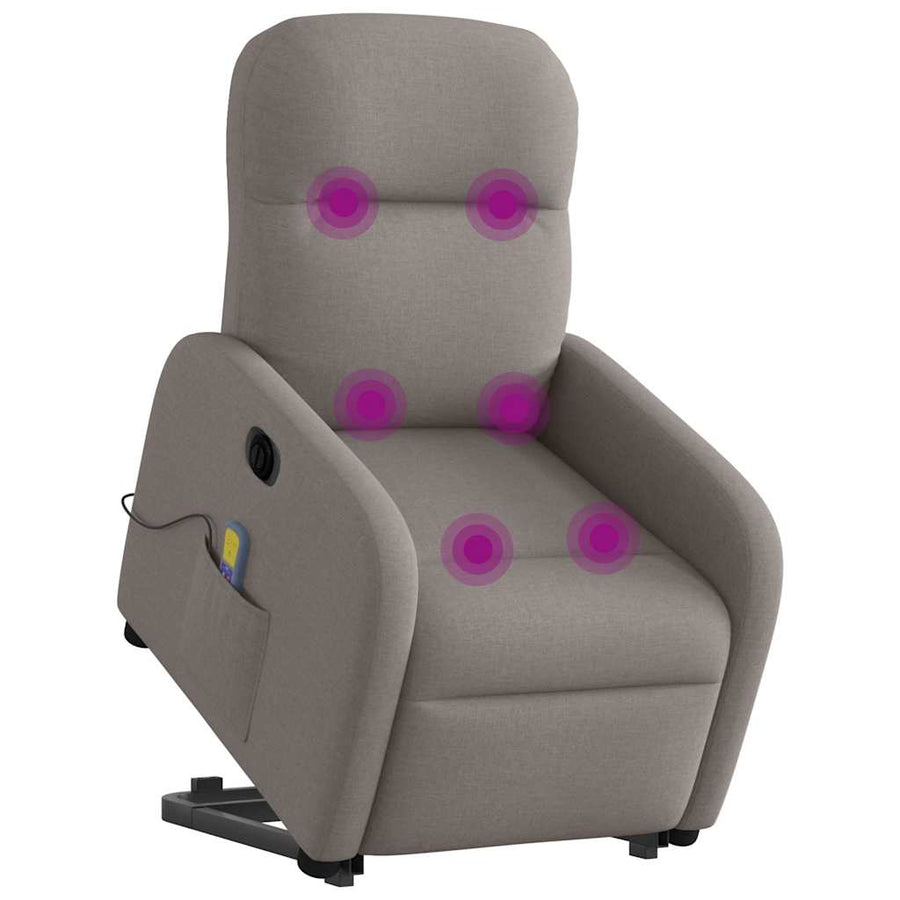 Sta-op-massagestoel elektrisch verstelbaar stof taupe
