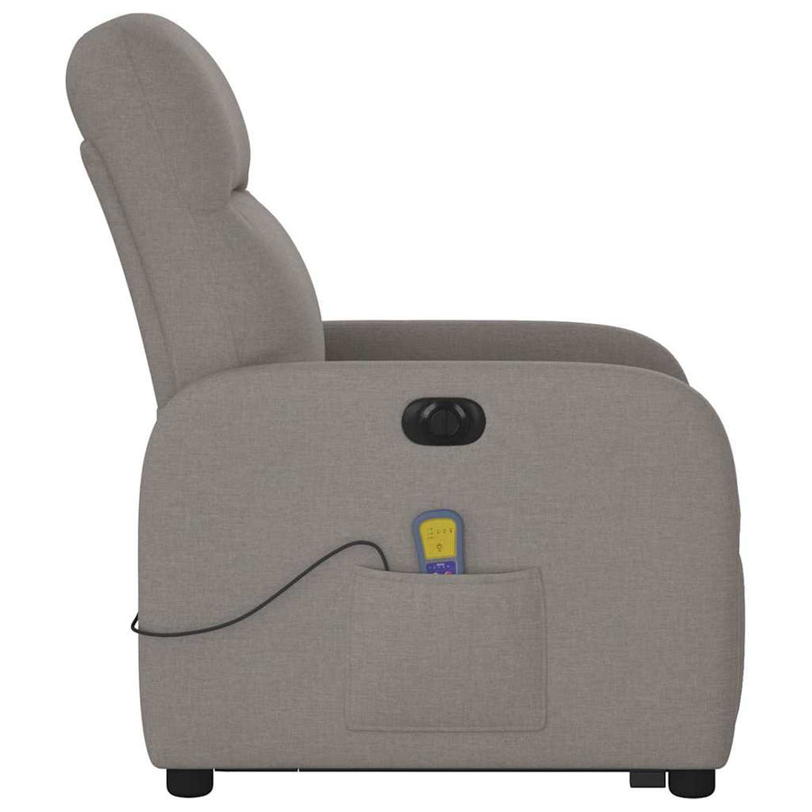 Sta-op-massagestoel elektrisch verstelbaar stof taupe