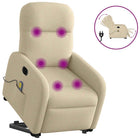Recliner Massage Chair Electric Adjustable Fabric Cream