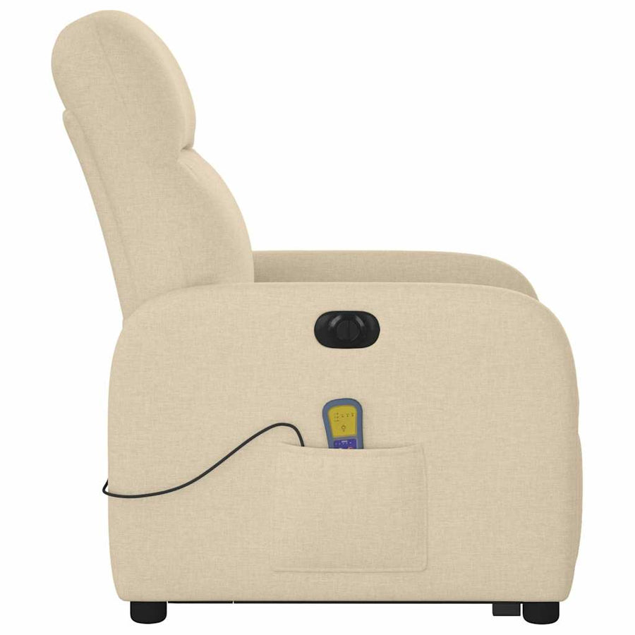 Sta-op-massagestoel elektrisch verstelbaar stof crèmekleurig
