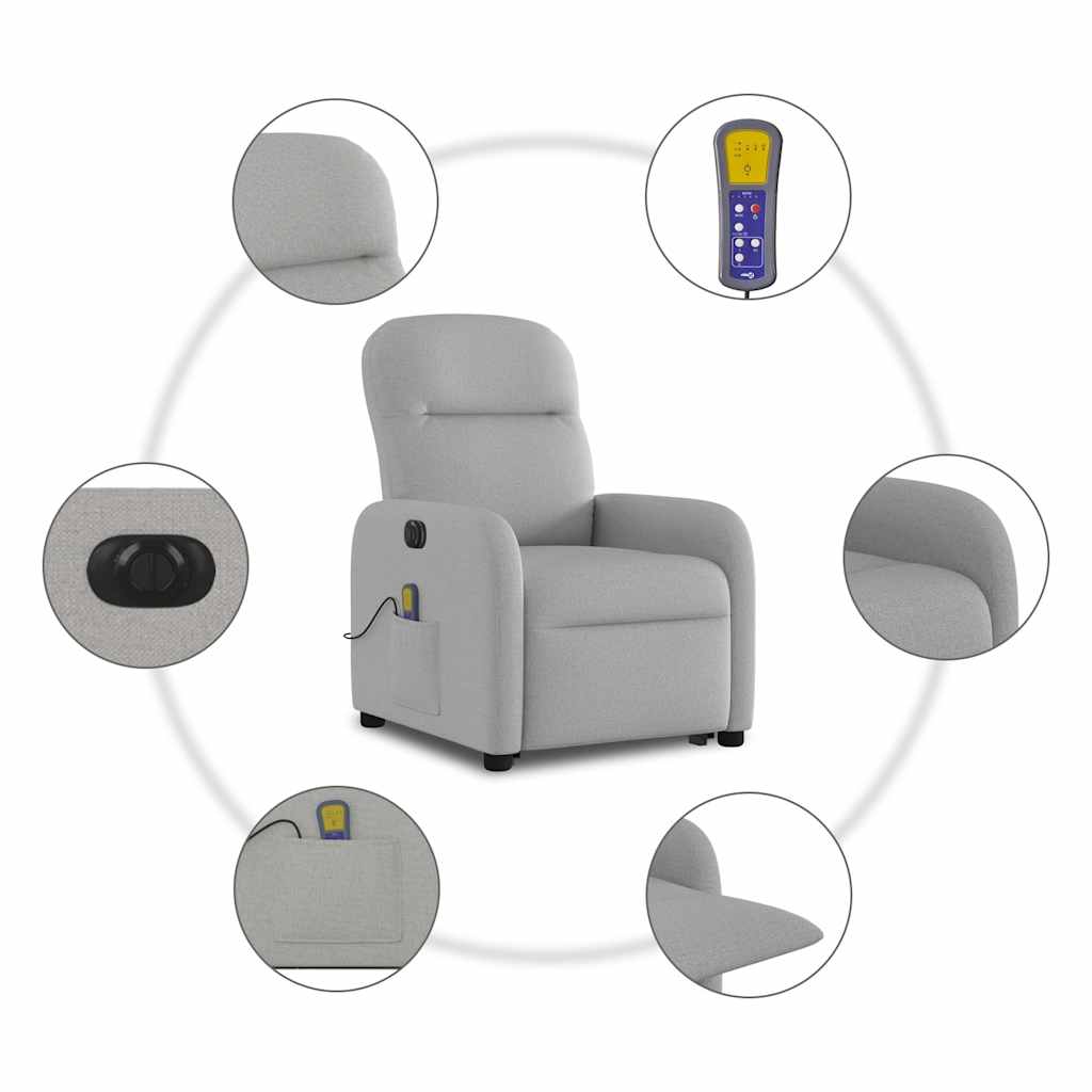 Sta-op-massagestoel elektrisch verstelbaar stof wolk grijs